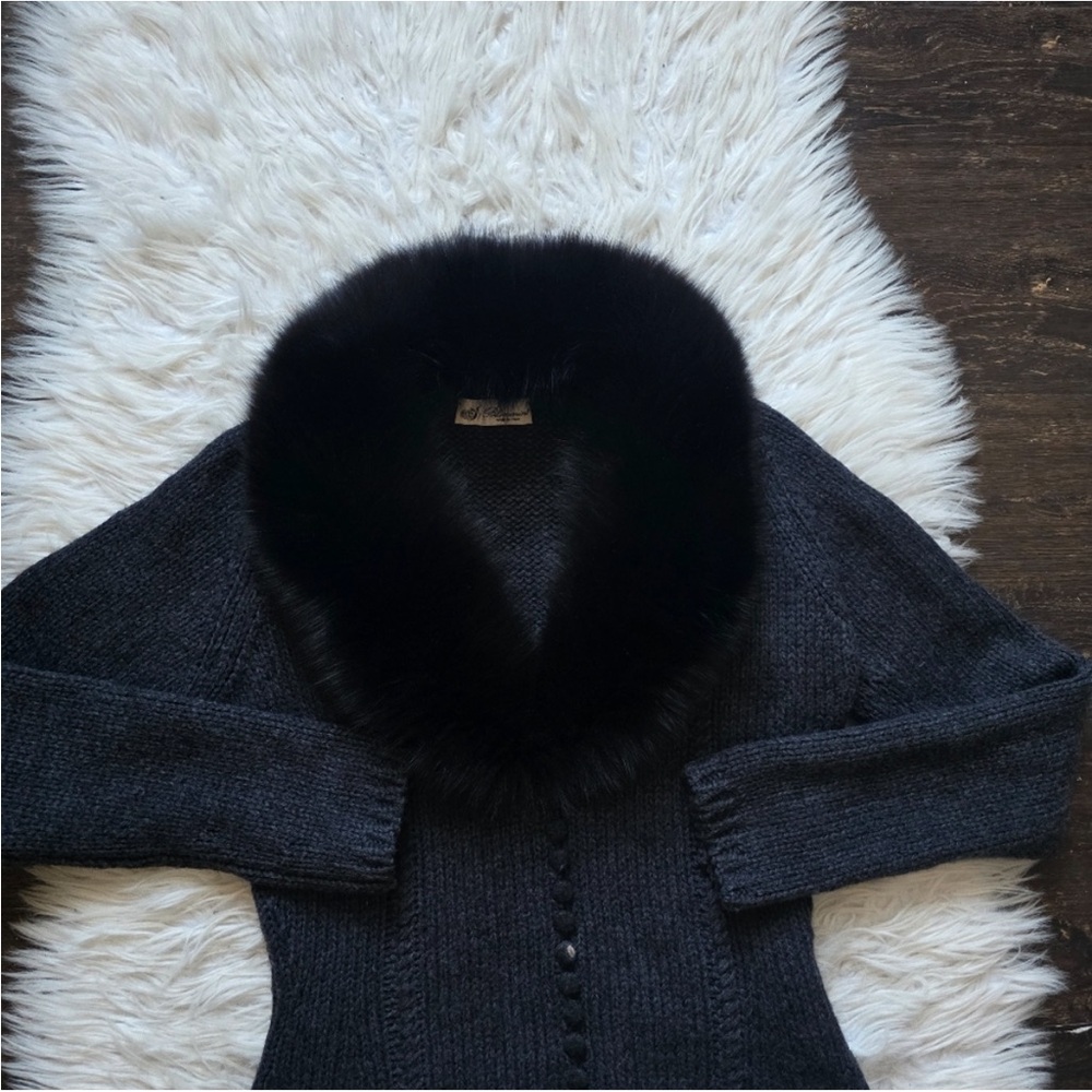 Blumarine Black Fur Collar Cardigan - Picture 4 of 10
